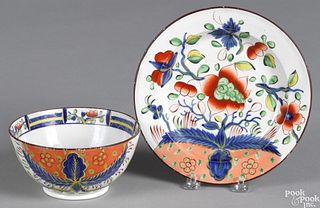 Gaudy Dutch dove bowl and plate