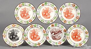 Six Staffordshire plates, 19th c.