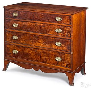 Federal cherry and tiger maple chest of drawers