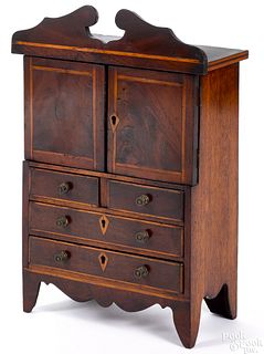 Miniature George III inlaid mahogany dresser