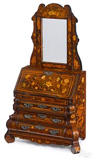 Miniature Dutch marquetry inlaid dresser, 18th c.