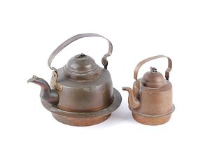 Pair of European Designer Brass Tea Kettles