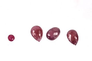 Loose & Faceted Briolette & Round Ruby Gemstones