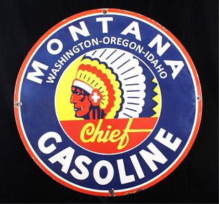 Montana Chief Gas Porcelain Enamel Sign Re-Make