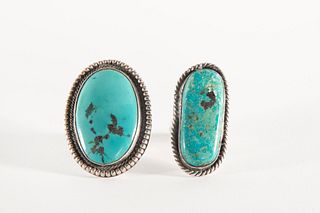 Two Navajo Turquoise and Silver Rings