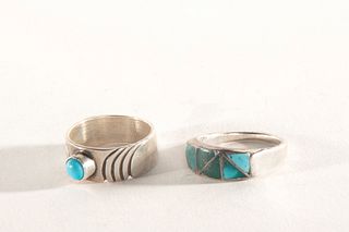Two Navajo Turquoise and Silver Rings, ca. 1960