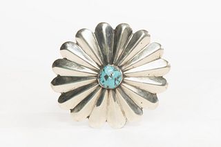A Frank Patania Sr. Sterling Silver and Turquoise Belt Buckle
