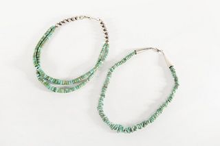 Two Pueblo Treated Turquoise Necklaces, ca. 1980