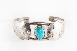 A Navajo Turquoise and Silver Cuff