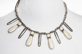 A Navajo White Stone and Silver Choker Necklace, ca. 1950-1960