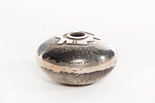 A Norbert Peshlakai Miniature Silver Pot, ca. 1980-1990