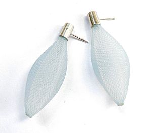 Ovulo Post Earrings Light Blue and Sterling Silver