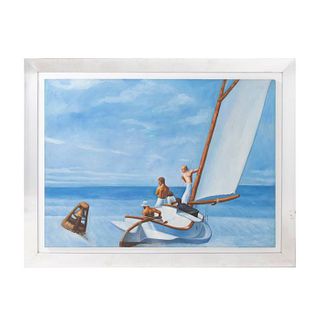 "Ground Swell". Reproducción de la obra de Edward Hopper. Óleo sobre lienzo. Enmarcada. 74 x 150 cm
