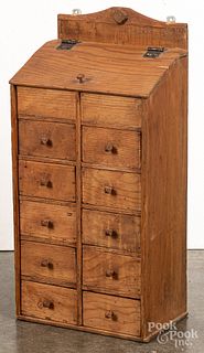 Pine hanging spice cabinet, late 19th c.