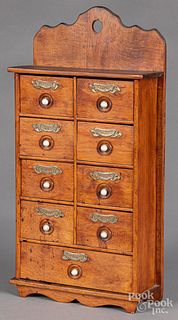 Pine hanging spice cabinet, ca. 1900