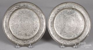 Two Continental pewter patens, dated 1777