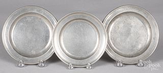 Three small pewter plates