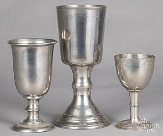 Three pewter chalices