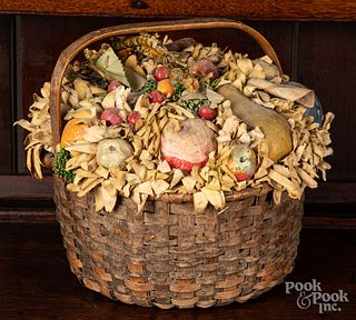 Split oak basket with composition fruit