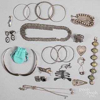 Group of mostly sterling silver jewelry