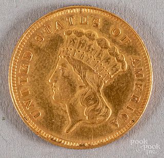 1878 three dollar Indian Princess gold coin.