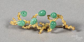 Italian 18K gold and glass brooch