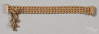 14K gold bracelet, with tassel clasp
