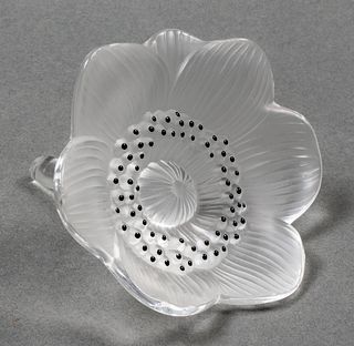 Lalique "Anemone" Frosted Art Glass Paperweight
