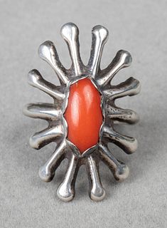 Native American Silver & Coral Ring