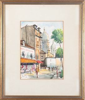 La Foglia Signed "Paris Montmartre" Watercolor