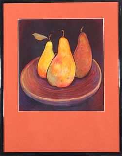 Modern "Still Life with Pears" Pastel Drawing