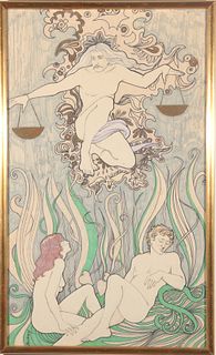 "Garden of Eden" Art Nouveau Style Ink Drawing