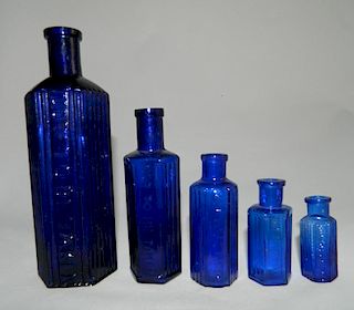 5 Cobalt poison bottles