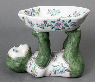 Asian Monkey Supported Porcelain Dish