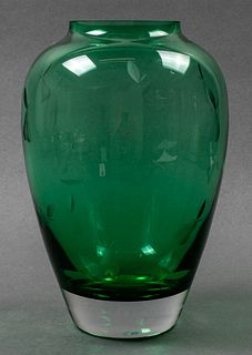 Villeroy & Boch Green Art Glass Pear Vase