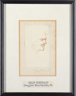 Douglas Fairbanks Jr. Self-Portrait Drawing