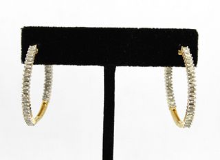Silver & Gold Plated Diamond Hoop Earrings