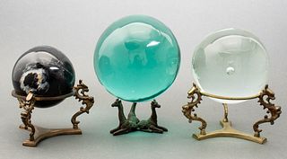 Collection of Orbs on Animal Stands, Group of 3