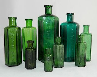 9 Green poison bottles