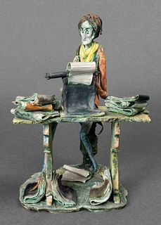 T. Moretto Italian Ceramic Writer Sculpture