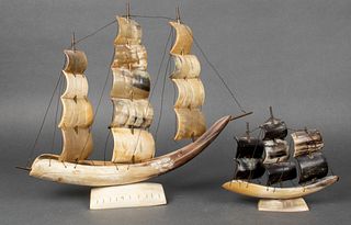 Carved Horn Sailing Ship Models, 2
