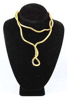 Steel Omega Type Posable Gold-Tone Necklace
