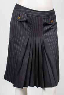 Dolce & Gabbana Pleated Pinstripe Wool Skirt