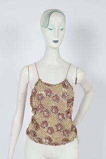 Floral Sequin & Faux Pearl Embroidered Top