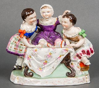 Continental Porcelain Three Sisters Figural Group