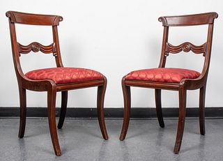 Regency Style Carved Wood Side Chairs, Pr