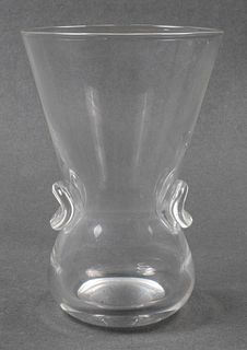 Steuben David Hills Pinched Crystal Vase