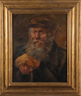 Portrait of a Bearded Man Oil on Board