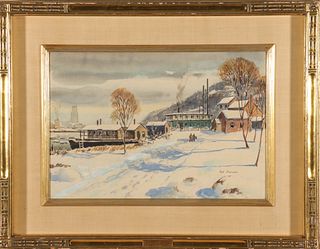 Syd Browne "Snow at Edgewater" Watercolor