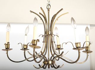 Traditional Patinated Brass Chandelier